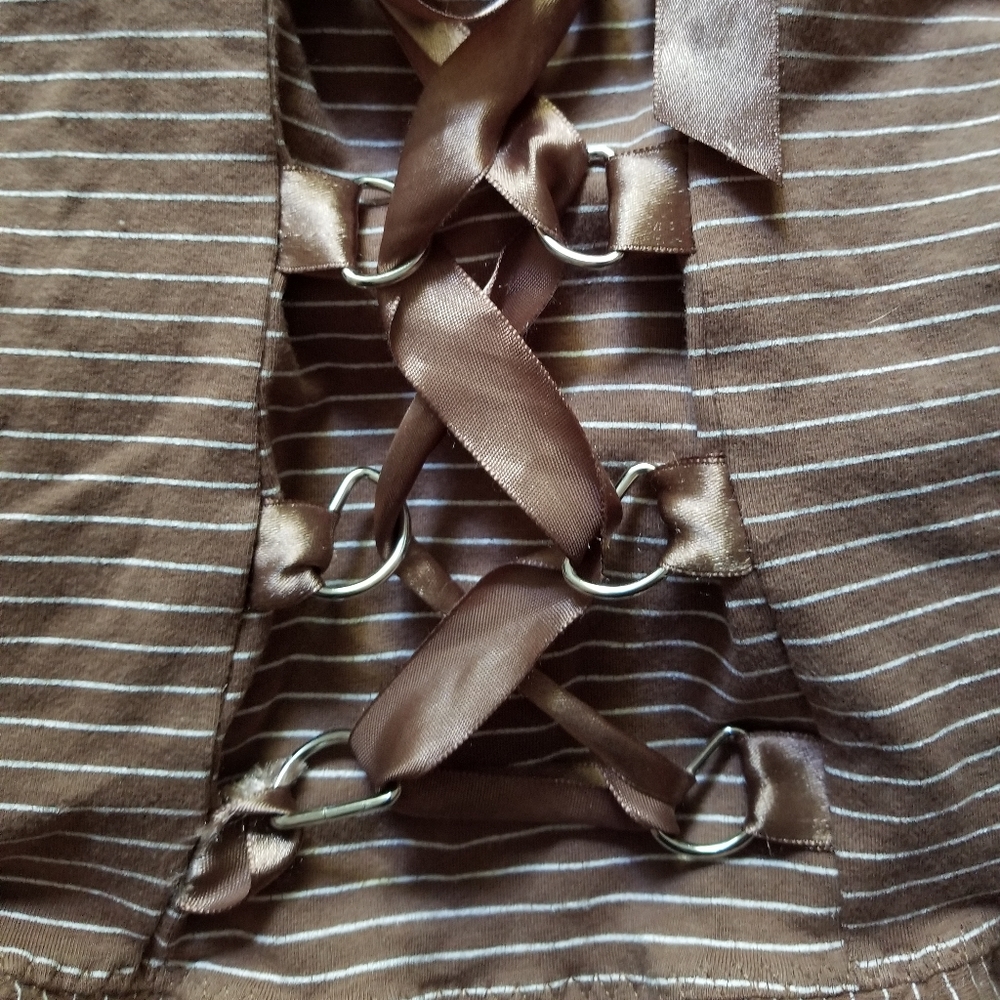 Vintage Connection 18 Brown Pinstripe Bustier Top - Picture 3 of 9